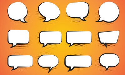 Wall Mural - speech bubbles on yellow background. talk bubble speech icon. chat bubble line art. speech bubble ve