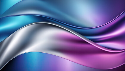 Silky, Flowing Waves of Blue, Silver, and Violet Abstract Background for Wallpaper, Posters - Generative AI