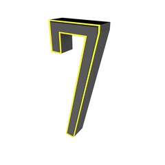 Poster - Gray yellow 3d number 7 on a white background. 3D rendering image.