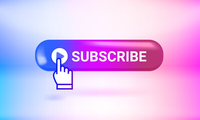 Poster - Subscribe button with hand pointer. 3d vector illustration