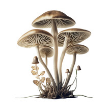 Psilocybin Mushroom Illustration, Transparent Background, PNG, Mushrooms, Generative AI