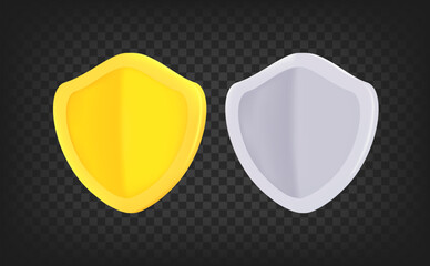 Poster - Golden and silver shield isolated on white background. 3d vector illustration