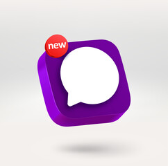 Fototapete - Chat icon with informer. Mobile application icon. 3d vector icon isolated on white background