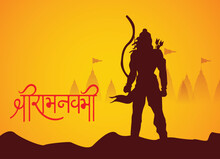 Happy Ram Navami Festival Of India. Lord Rama With Arrow. Vector Illustration Design
