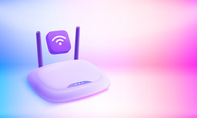 Aufkleber - Modern router. 3d vector banner with copy space