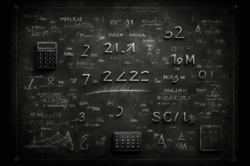 black chalkboard background with a simple yet elegant mathematical formula, generative ai