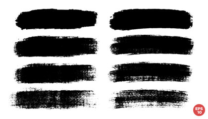 Poster - Vector set of hand drawn brush strokes, stains for backdrops. Monochrome design elements set. One color monochrome artistic hand drawn backgrounds.