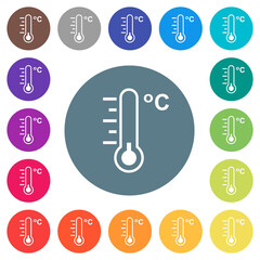 Poster - Celsius thermometer cold temperature flat white icons on round color backgrounds