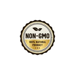 Sticker - Elegant Non GMO Label Seal or Non GMO Badge Vector Isolated on White Background. Non GMO Label for guaranteed natural products without genetic engineering. Non GMO Icon For natural product seal.