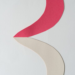 Wall Mural - red and white paper ribbon on white