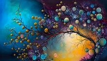Vibrant Colorful Tree Bubbles Psychedelic Abstract Surrealism Colorful Painting Wallpaper Background Created With Generative AI Technology