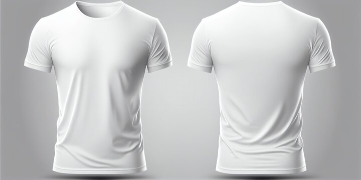 white t shirt template, front and back, white background, 3d tshirt mockup with shadows, generative 