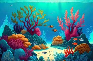 Sticker - stunning images of the Caribbean island of Bonaire's unique underwater ecosystem. Generative AI
