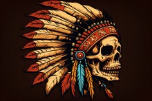 Tattoo Of A Tribal Indian Skull Generative AI