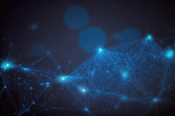 Poster - blue technology abstract background of connection network. peculiar ai generative image.