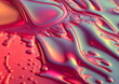 red and cyan iridescent liquid rippled surface with bubbles created with generative ai