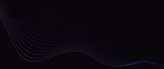 Abstract dynamic violet and blue waves on dark background. Futuristic hi-technology concept. Vector illustration