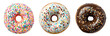 Cutout donuts on transparent background. Generative AI image