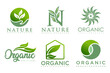© su - Set of modern natural and organic products logo templates and icons