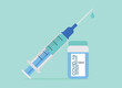 © Paolo - Covid-19 Coronavirus concept. vaccine vial and syringe. quarantine from Wuhan novel coronavirus. pandemic covid-19 outbreak. isolated icon. flat vector illustration