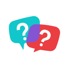 Poster - speech bubbles with question marks doubt concept problem solving