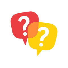 Poster - speech bubbles with question marks doubt concept problem solving