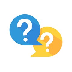 Poster - speech bubbles with question marks doubt concept problem solving