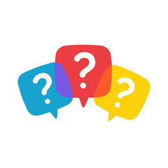Poster - speech bubbles with question marks doubt concept problem solving
