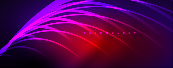 Poster - Light beams, neon lines abstract background. Vector Illustration For Wallpaper, Banner, Background, Card, Book Illustration, landing page