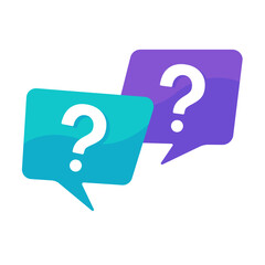 Poster - speech bubbles with question marks doubt concept problem solving