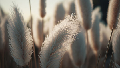 Wall Mural - Pampas grass outdoor in light pastel colors, generative Ai