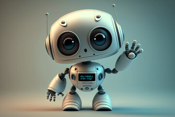 Wall Mural - cute artificial intelligence smart and mini robot, Cute Robot, Wall e robot, hands up