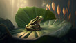 Frog on Lotus leaf