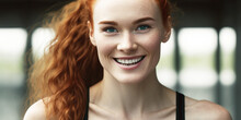 Ai Generated Headshot Of A Happy, Carefree Red Headed Young Woman