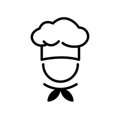 Chef in cooking hat line icon. Restaurant, menu, professional, occupation. Cooking concept. Vector illustration can be used for topics like catering, food, service