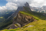 Fototapeta Na sufit - Seceda mountains in a cloudy day , Dolomites