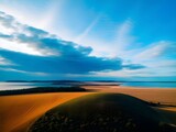 Fototapeta Niebo - sunset over the beach created with Generative AI technology