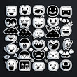 © Tor Gilje - black and white lovely emoji stickers line art vector, generative artificial intelligence