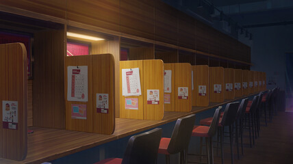 Wall Mural - A ramen noodle shop, Close to closing time - Anime Background