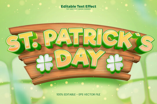 St. Patrick`s Day editable text effect in modern trend