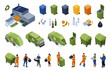 Recycling Isometric Icon Set