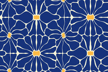 Geometric Floral Ornament In Retro Style. 60s And 70s Pattern