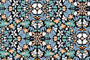 geometric floral ornament in retro style. 60s and 70s pattern