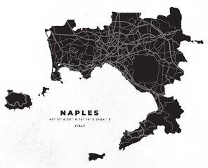 Wall Mural - Naples city map vector poster flyer