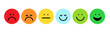 Set of Emoji Colored Flat Icons. Vector Set of Emoticons. Sad and Happy Mood Icons. Vote Scale Symbol Set.