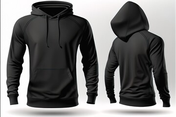 Poster - black template hoodie template, blank template fashion jacket for male