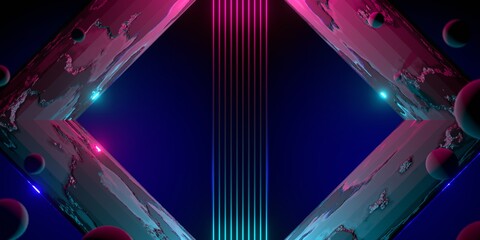 gaming esports background abstract wallpaper, cyberpunk style scifi game, stage scene in pedestal display room, 3d illustration rendering