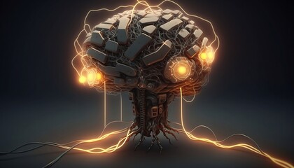 Wall Mural - AI human droid robot. Generative AI