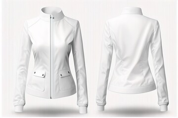 Sticker - White female jacket, blank template for graphic design front and back view