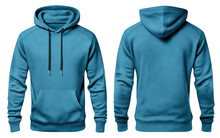 Blue Hooded Sweatshirt Mockup Set Cut Out. Based On Generative AI